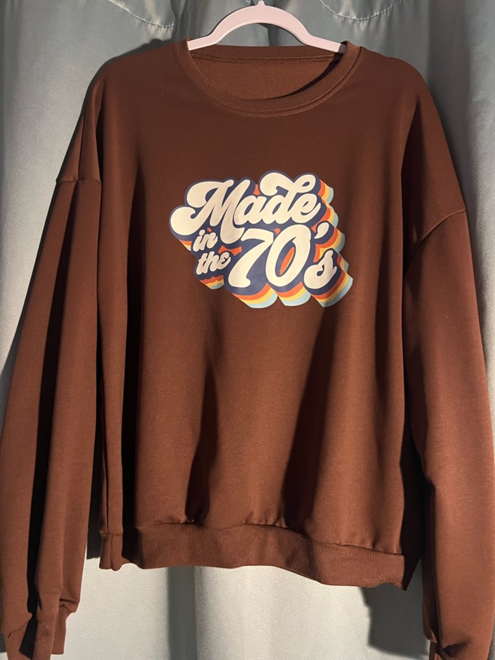 SHEIN Brown 'Made in the 70s' Graphic Sweatshirt Top L
